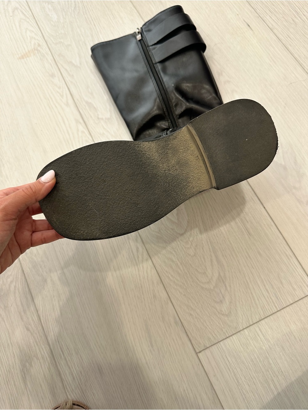 Black Tall Buckle Combat Boots - Picture 6 of 8